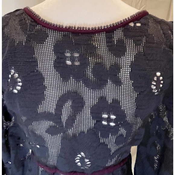 Free People womens Lace Boho Dress Cover Up Size Small zipper blue beach flare - Picture 9 of 10